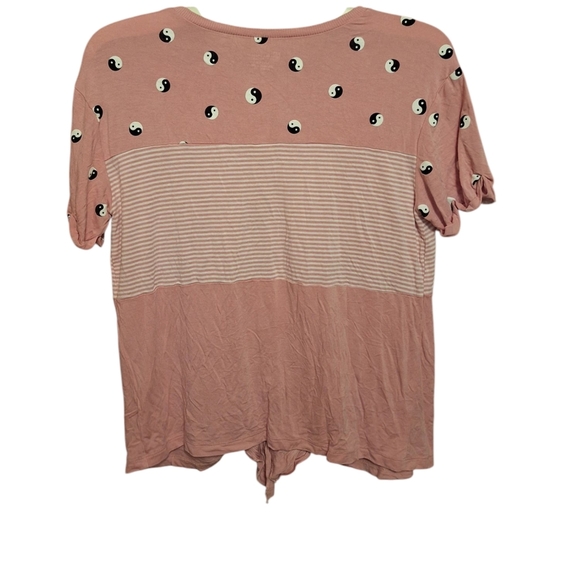 Ying Yang Symbol Softest Tie Front T-Shirt Y2K Trendy Juniors Large Punk Mall - Picture 2 of 6